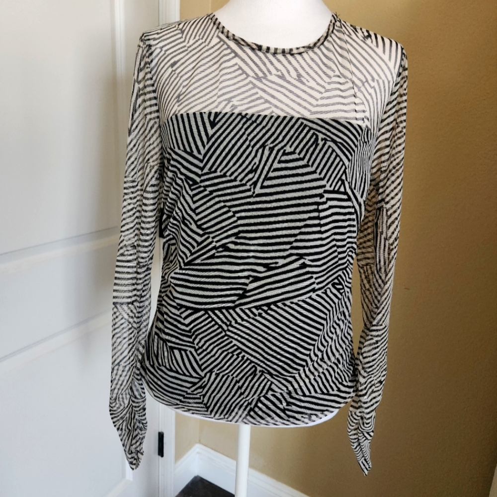 Gorgeous DKNY Black and Sheer Top, Size Medium